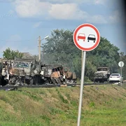 convoi rusesc distrus în Kursk/ FOTO:X