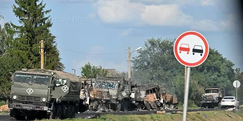 convoi rusesc distrus în Kursk/ FOTO:X