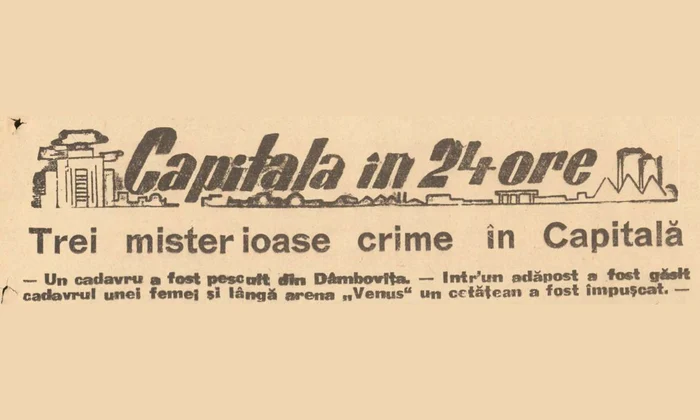 Ziarul ,,Timpul” din 15 ianuarie 1945, care anunța  despre cele ,,trei misterioase crime” săvârșite în Capitală”