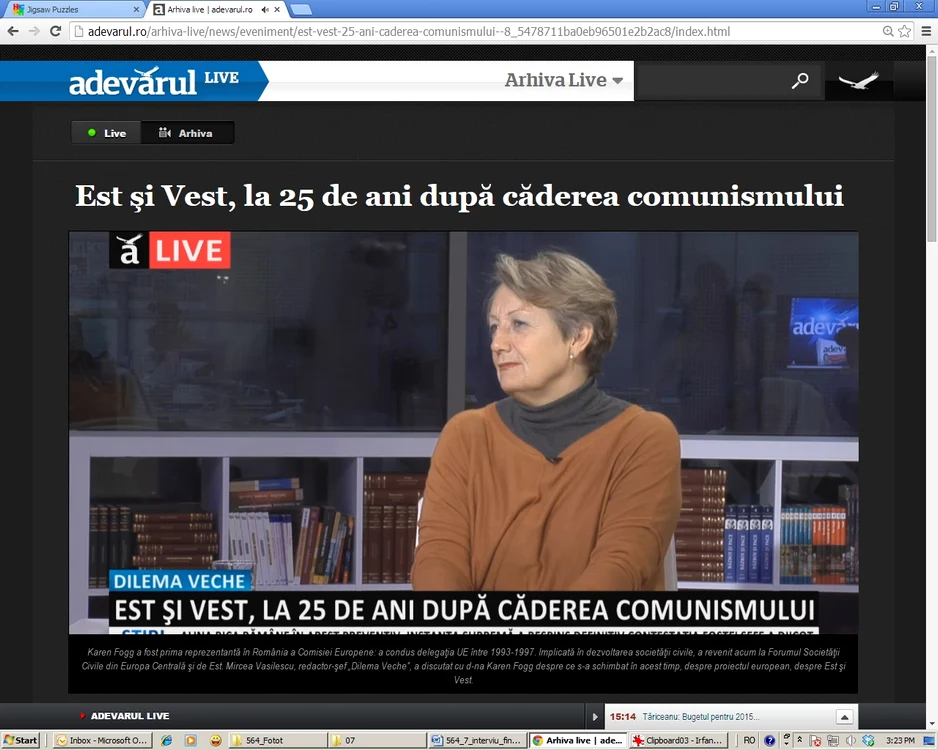Societatea civilă, Estul şi Vestul După 25 de ani – dialog cu Karen FOGG jpeg