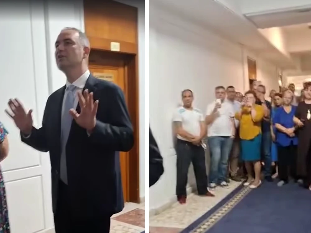Alexandru Nazare, asaltat de angajații Ministerului Finanțelor/FOTO: Captură video