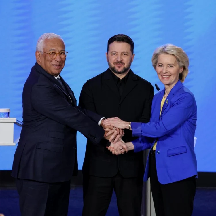 Antonio Costa, Zelenski și Ursula von der Leyen. FOTO: X/@vonderleyen