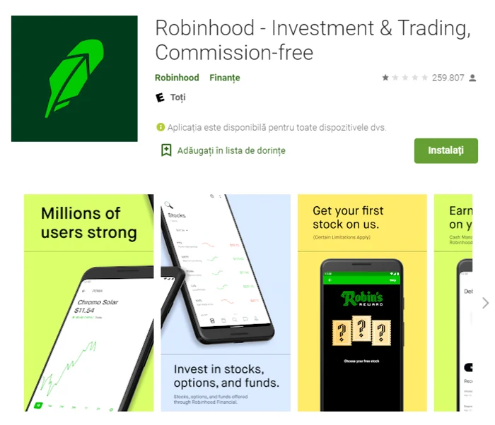 Robinhood reviews captura GooglePlay