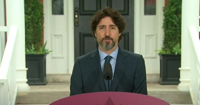 Justin Trudeau făcând pauză înainte de a vorbi despre Donald Trump Captură YouTube/ The Telegraph