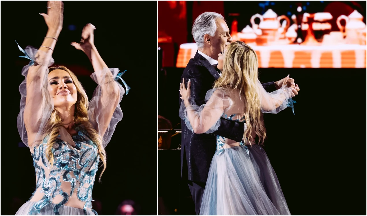 Cristina Păsăroiu, în concertul lui Andrea Bocelli de la Abu Dhabi. FOTO: Luca Rossetti/Facebook