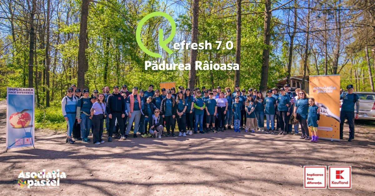 Asociația pastel și Kaufland România au intervenit cu 80 de voluntari în Pădurea Râioasa, pentru o acțiune de ecologizare