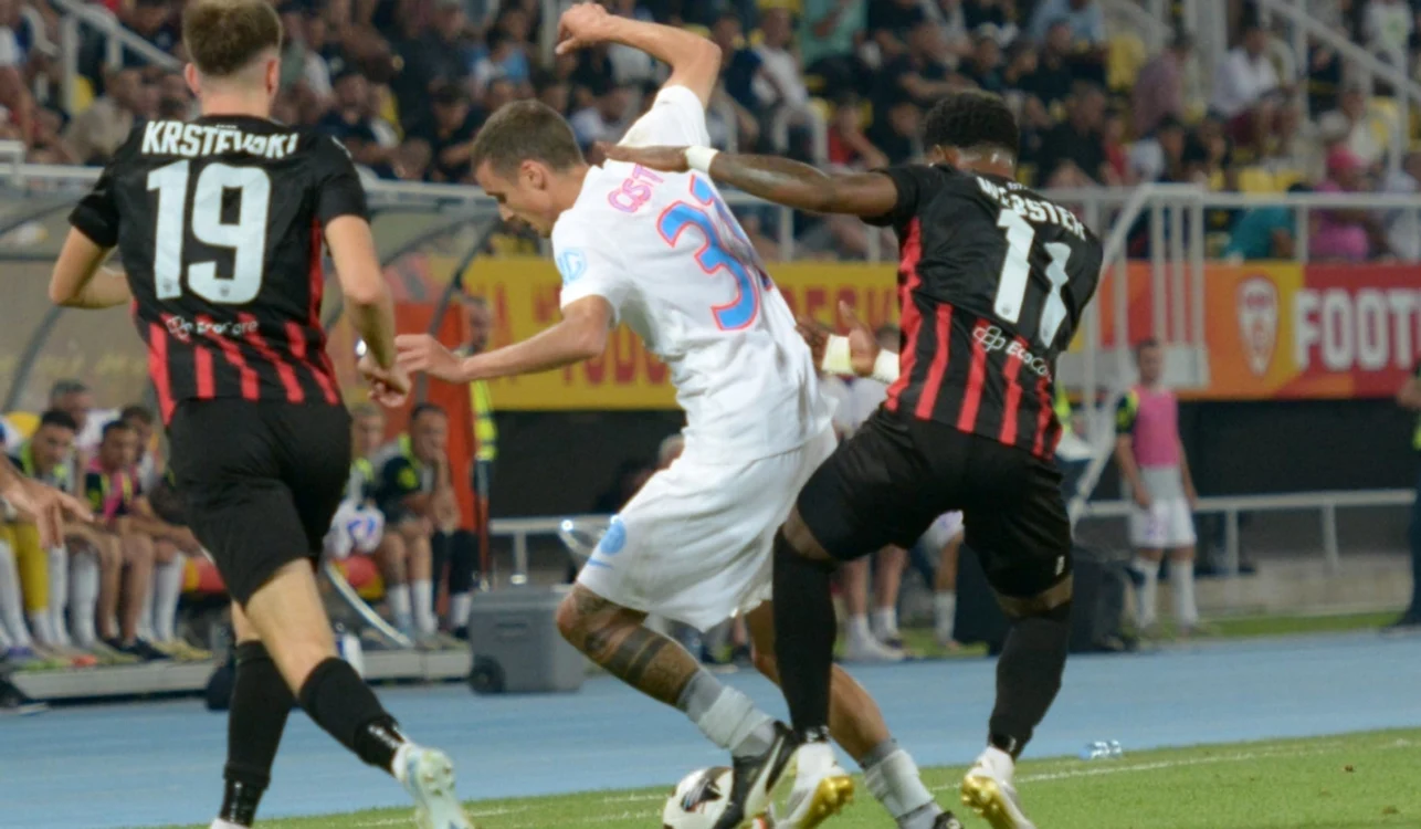 Fotbaliștii campioanei, prinși ca într-o menghină la Skopje  FOTO Sportpictures