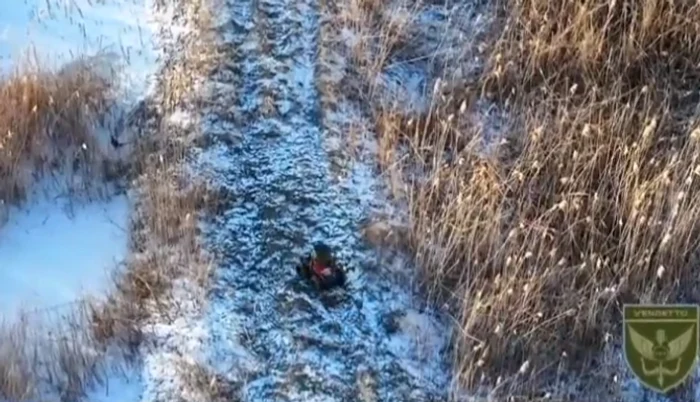 Vehicul terestru fără pilot pe câmpul de luptă din Ucraina FOTO Captură Video