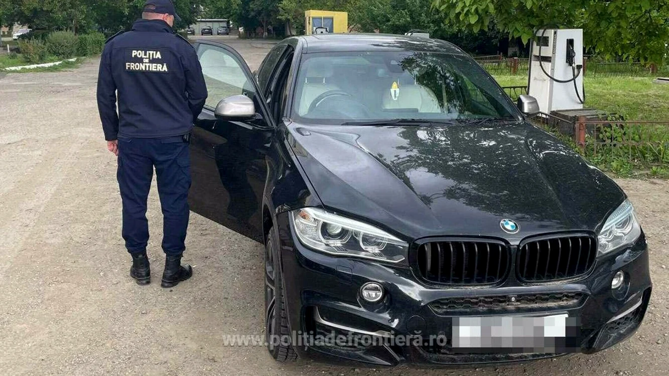 Mașina marca BMW X6 a fost indisponibilizată de polițiștii de frontieră FOTO Poliția de Frontieră