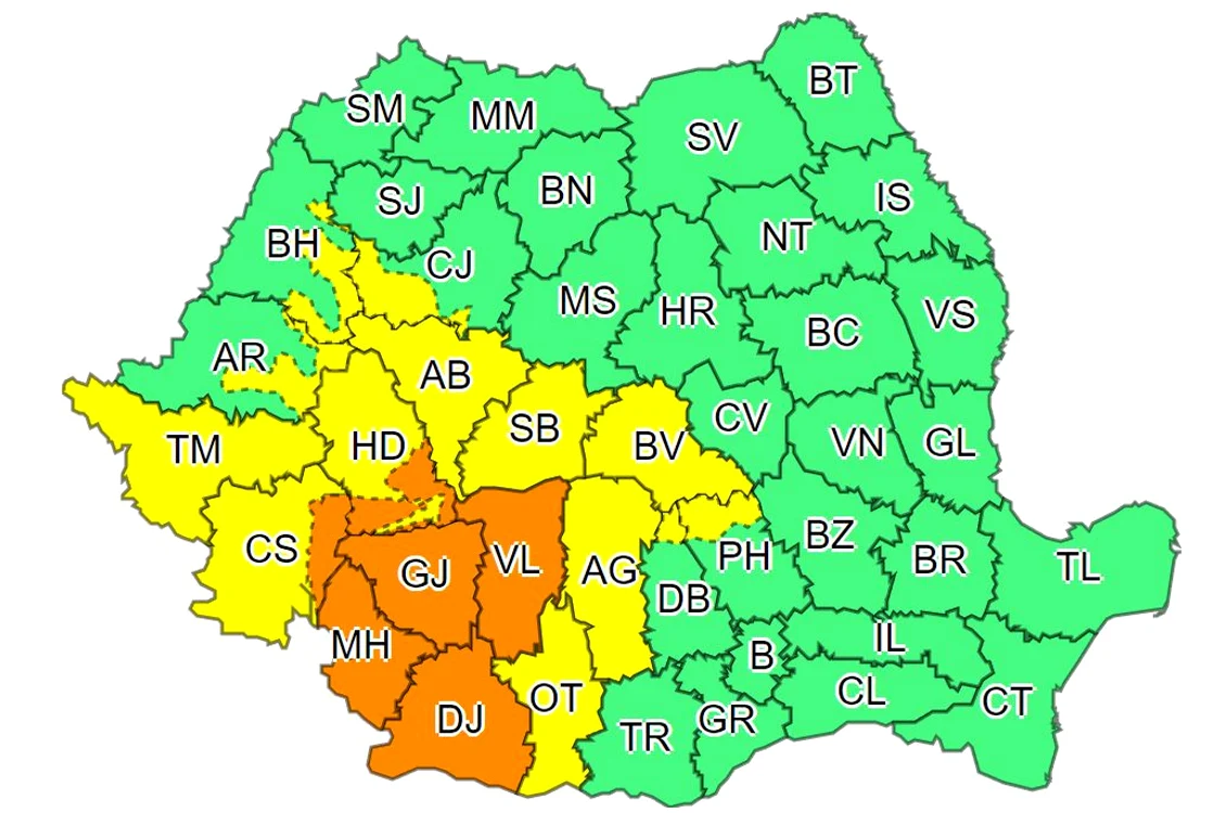 Harta avertizare meteo 