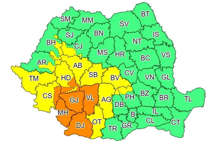 Harta avertizare meteo