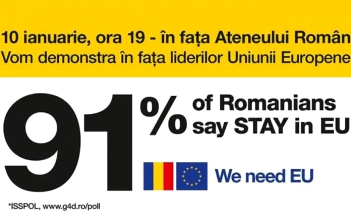 Miting pro-Uniunea Europeană organizat joi, 10 ianuarie