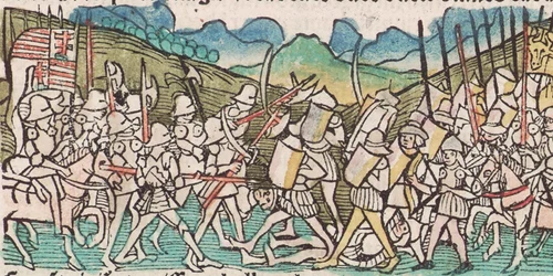 Kingdom of Hungary against Moldavians flag in battle jpg