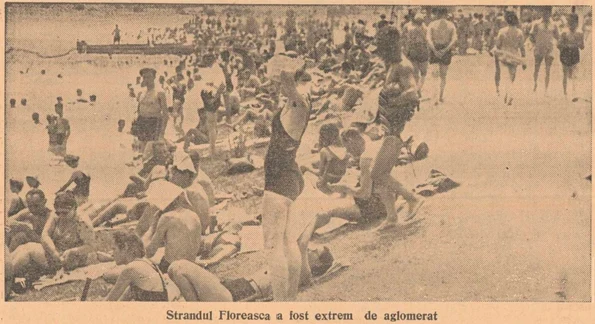Ștrandul Floreasca, extrem de aglomerat într-o zi caniculară de vară din Bucureștiul interbelic (© Facebook / Institutul de Studii Sud-Est Europene)