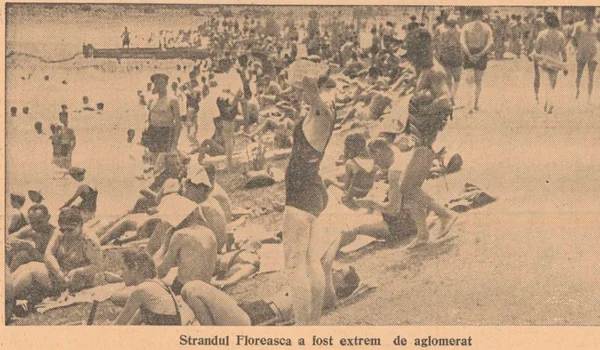 Ștrandul Floreasca, extrem de aglomerat într-o zi caniculară de vară din Bucureștiul interbelic (© Facebook / Institutul de Studii Sud-Est Europene)
