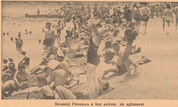 Ștrandul Floreasca, extrem de aglomerat într-o zi caniculară de vară din Bucureștiul interbelic (© Facebook / Institutul de Studii Sud-Est Europene)