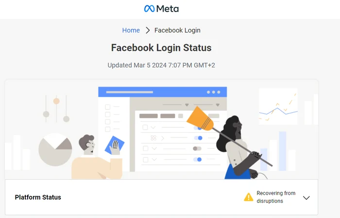 Meta a fost afectată de o întrerupere globală. FOTO https://metastatus.com/facebook-login