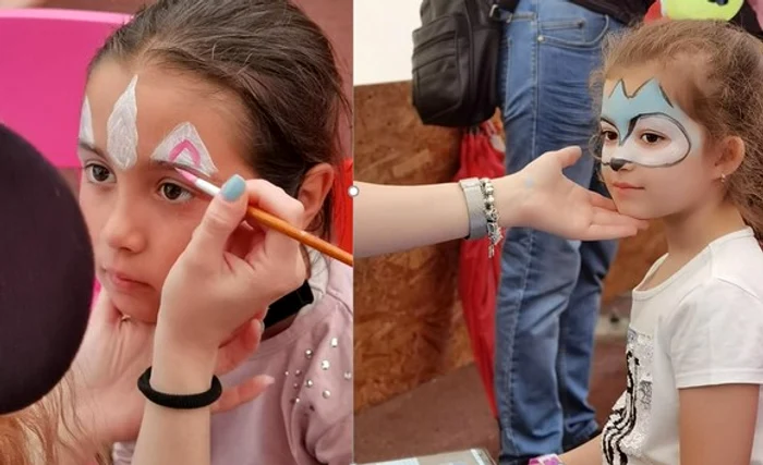 
    Nu a lipsit pictura pe față, pensula fiind dezinfectată după fiecare copil  