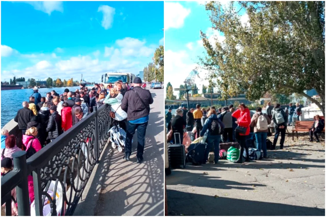 Evacuări ale civililor în Herson Foto Twitter