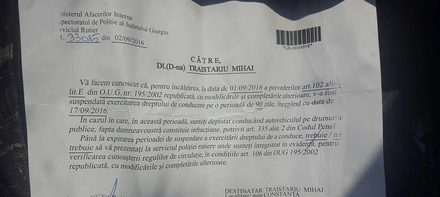 Mihai Trăistariu a publicat dovada pe Facebook