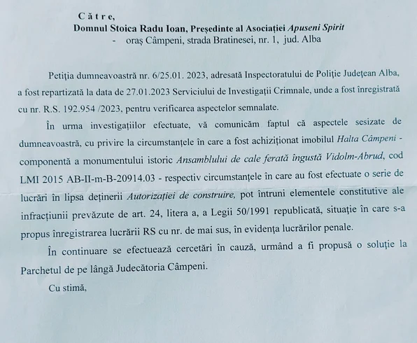 Răspunsul Polției la plângerea depusă de un activist FOTO Radu Stoica
