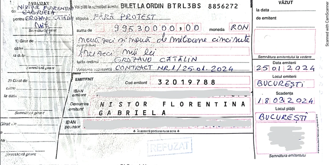 Bilet de ordin în valoare de 20 de milioane de euro