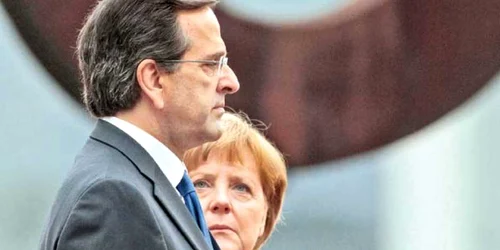 Premierul grec, Antonis Samaras, şi liderul german, Angela Merkel 