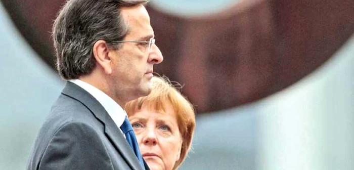 Premierul grec, Antonis Samaras, şi liderul german, Angela Merkel 