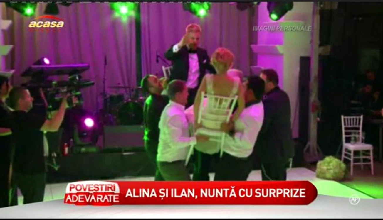 Alina şi Ilan au fost luaţi pe sus, cu tot cu scaunul, într-un dans specific evreiesc (captură: Acasă TV)