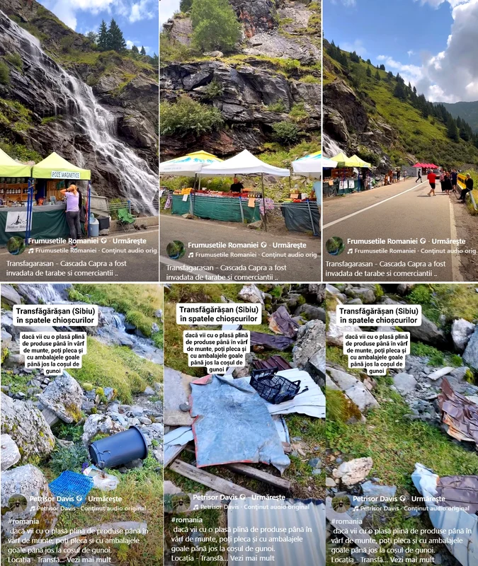 Comerțul stradal, haosul turistic și de mediu de pe Transfăgărășan Colaj Facebook jpg