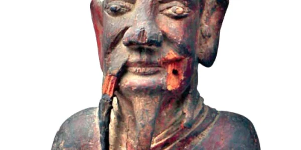 Statuetă  din lemn  reprezentân- du-l pe  Confucius,  datând  din epoca  dinastiei  Song