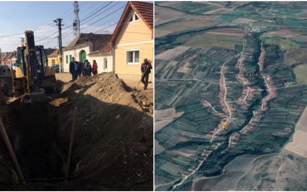 Lucrările vizează introducerea sistemului de canalizare în localitatea Răhău