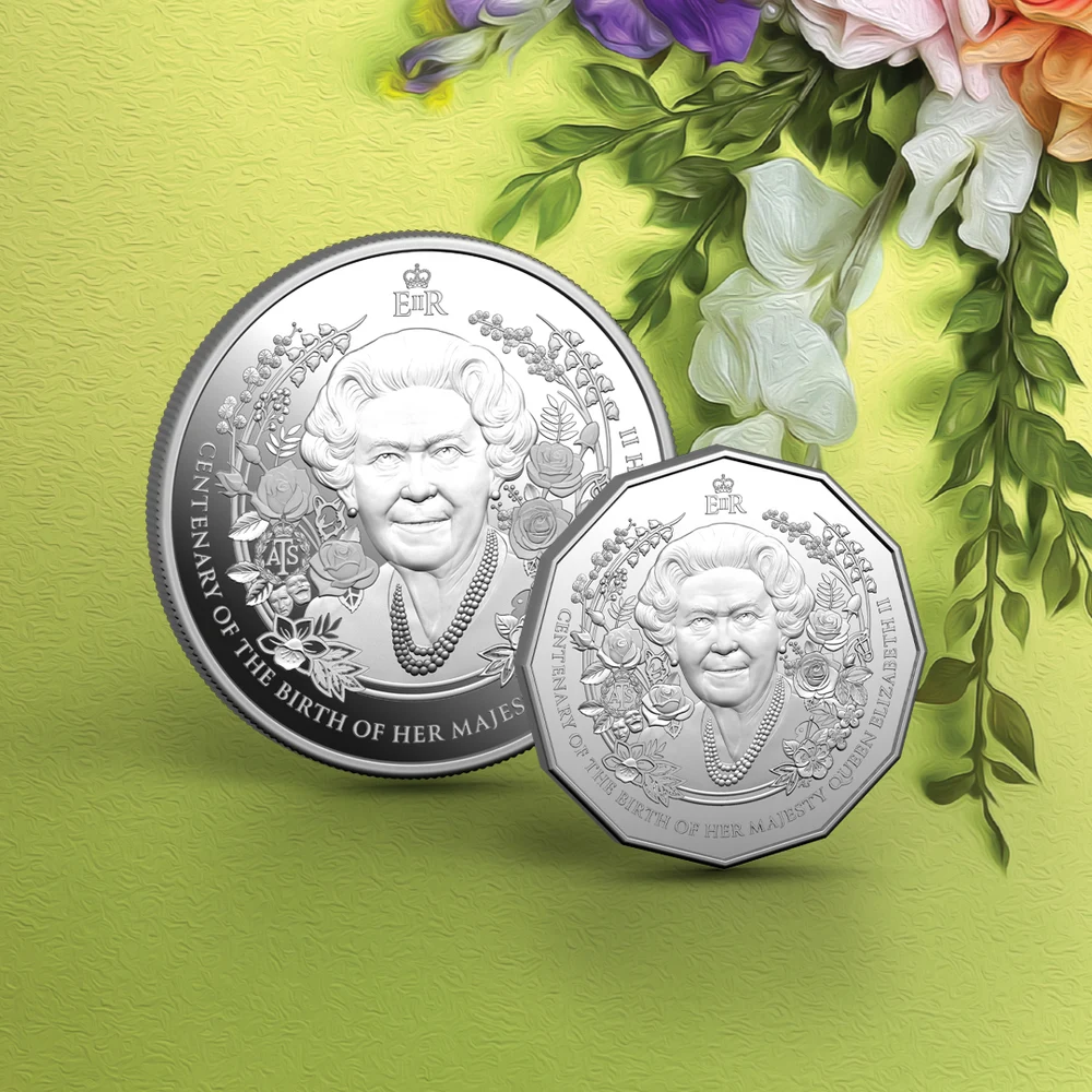 Imaginea Reginei Elisabeta a II-a de pe monedele comemorative australiene, asemănată cu Shrek