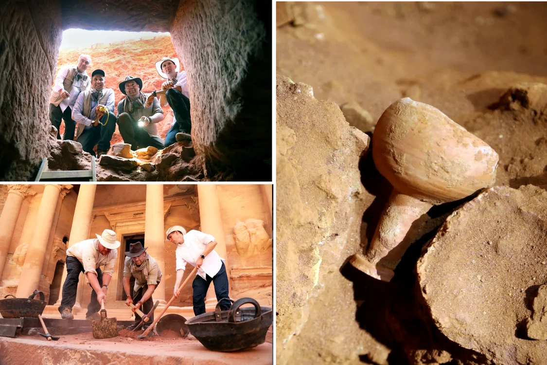 Colaj imagini descoperiri mormânt Petra Sursă Discovery's Expedition Unknown