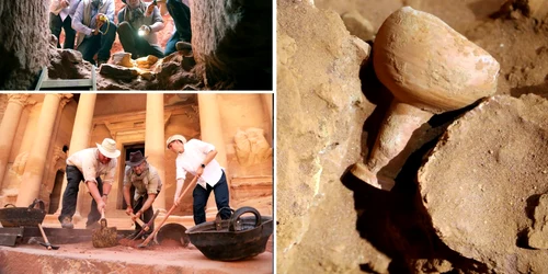 Descoperirea mormântului din fața Tezaurului din Petra Iordania Colaj Discovery's Expedition Unknown