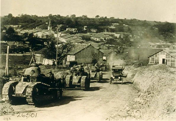 Regiment francez de tancuri, în octombrie 1918 (foto: The Library of Congress) 