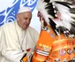 Papa Francisc și întâlnirea cu liderii comunității indigene din Canada din 2022 Foto Britannica / DMS