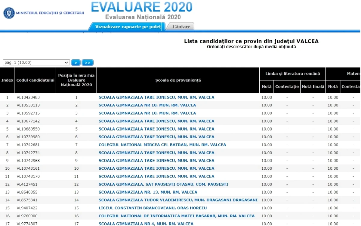 Luni, 22 iunie, au fost afişate rezultatele la exameneele de Evaluare Naţională