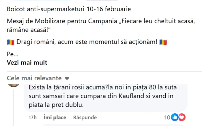 Oamenii arată că nu totdeauna piața este o soluție FOTO: comentarii FB