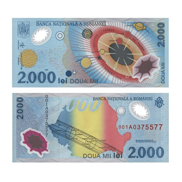 Cu câți bani se vinde în 2023 o bancnotă de 2.000 de lei, cu Eclipsa din 1999