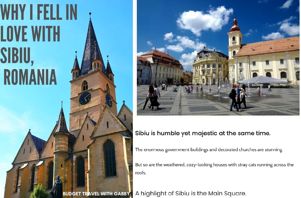 Sibiul descoperit de o vloggeriță de travel din America&Asustralia Colaj budgettravelwithgabby