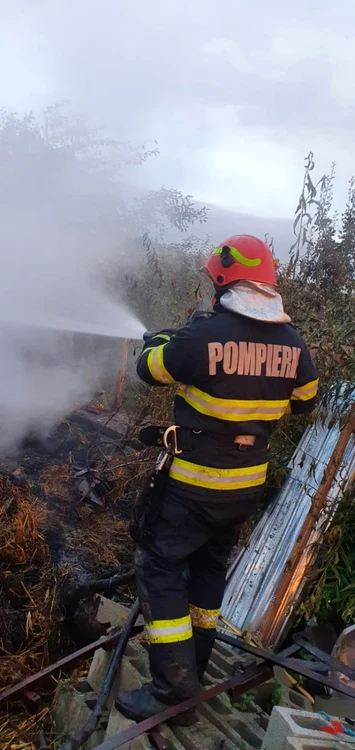 Pompierii au intervenit pentru stingerea incendiului FOTO ISU Botoşani