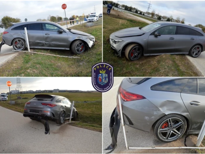 Un student a făcut praf un Mercedes/FOTO: Poliția Ungariei