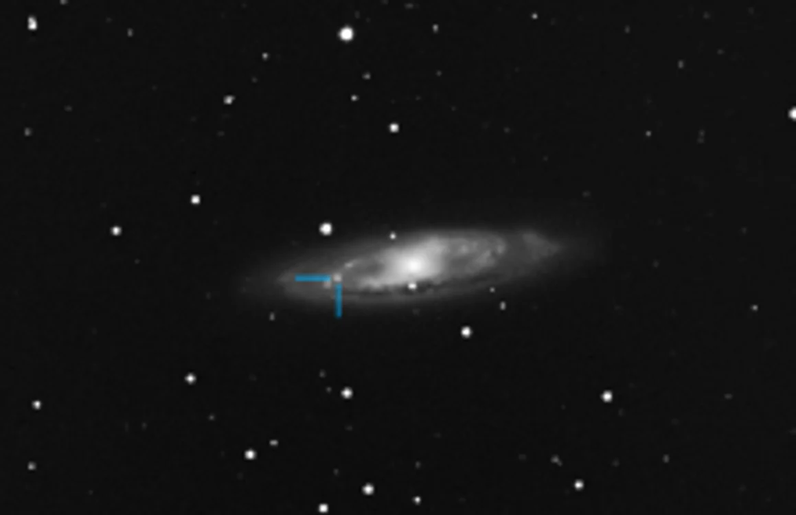 Marcată în imagine: Supernova 2013am. Foto: Observatorul Astronomic Galaţi (astrogalati.wordpress.com)