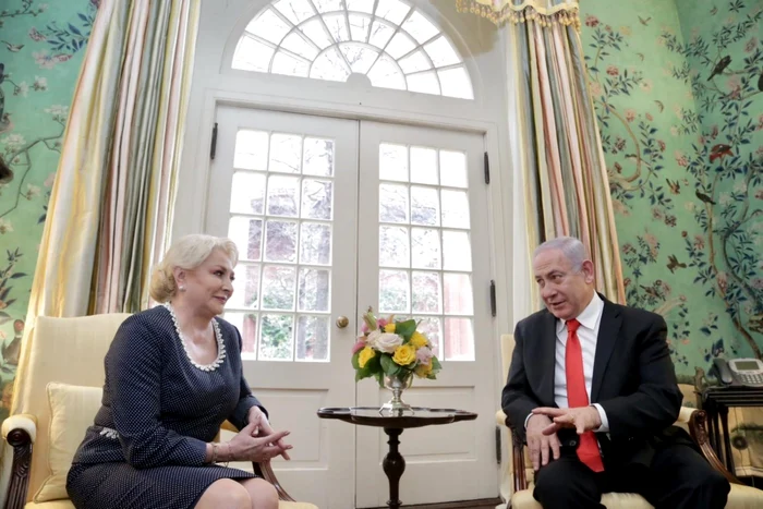 Viorica Dăncilă cu prim-ministrul statului Israel Benjamin Netanyahu FOTO gov.ro