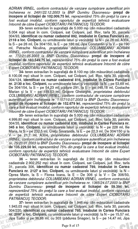 Anunţul de vânzare a terenurilor lui Irinel Columbeanu.