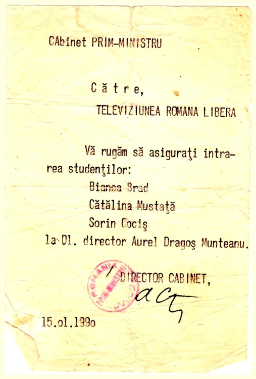 Bianca Brad a fost aleasă de Florin Zamfirescu să viziteze Televiziunea Română