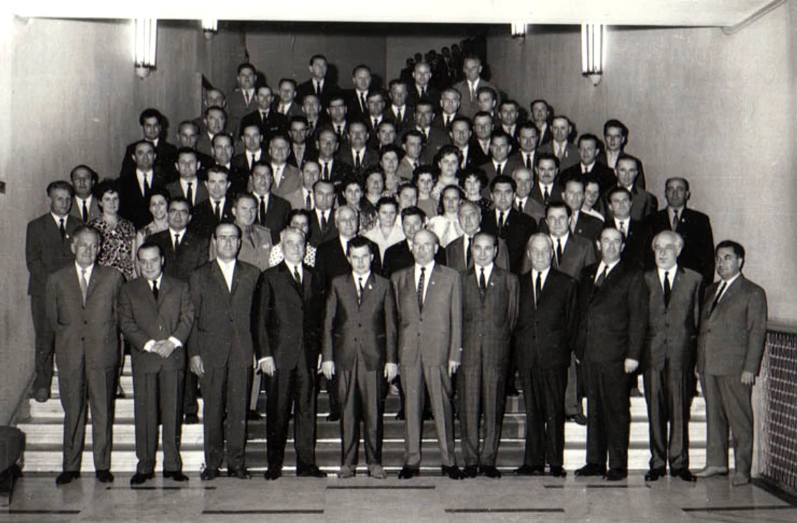 Liderii PCR, cu n. Ceaușescu în mijlocul lor. FOTO: Fototeca Online a Comunismului Românesc