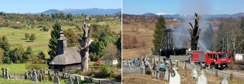 Biserica de lemn de la Vidra a ars complet FOTO Asociaţia Vernacular