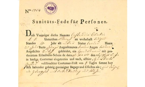  Cum arată un act de carantină emis de Imperiul Habsburgic în Timișoara începutului de secolul al XIX lea jpeg